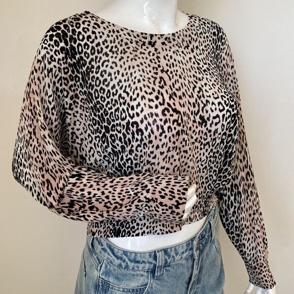 Chaser Leopard Print Lightweight Knit Dolman Sleeve Cropped Sweater Revolve - Picture 1 of 5